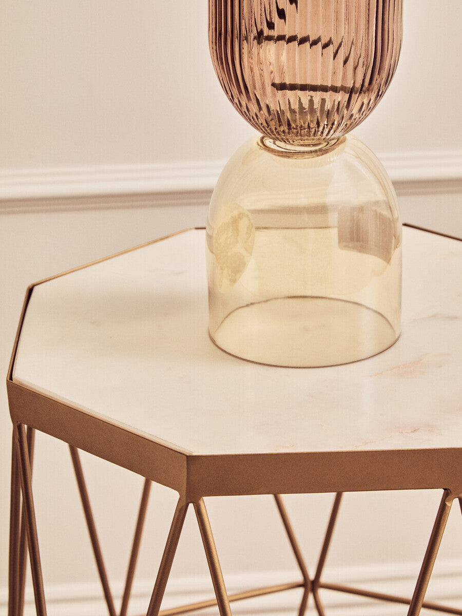 Shalimar Octagonal Marble And Gold Side Table