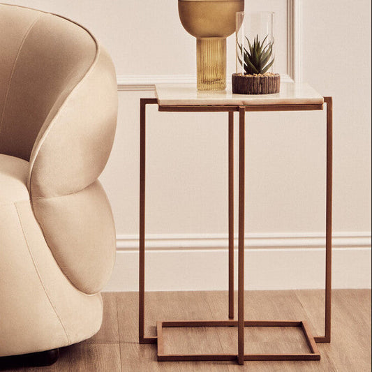 Shalimar Side Table With Gold Finish Legs