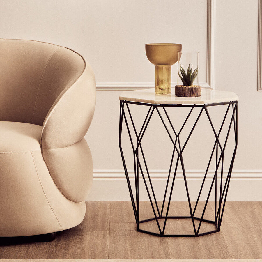 Shalimar Octagon Matte Black Side Table