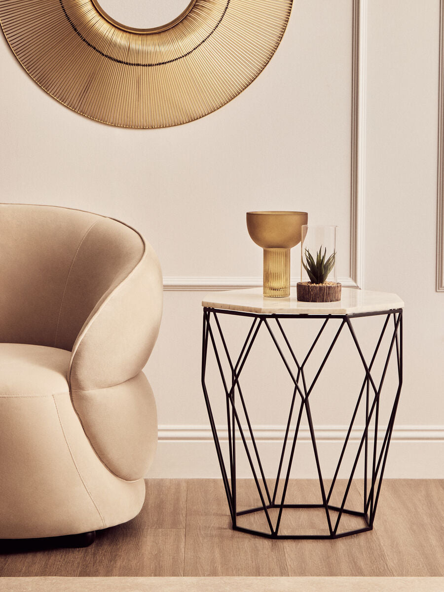Shalimar Octagon Matte Black Side Table