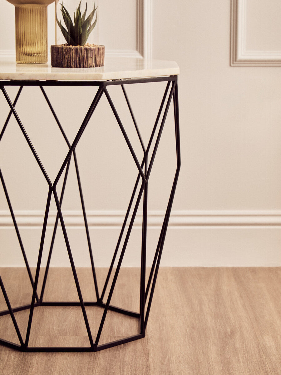 Shalimar Octagon Matte Black Side Table