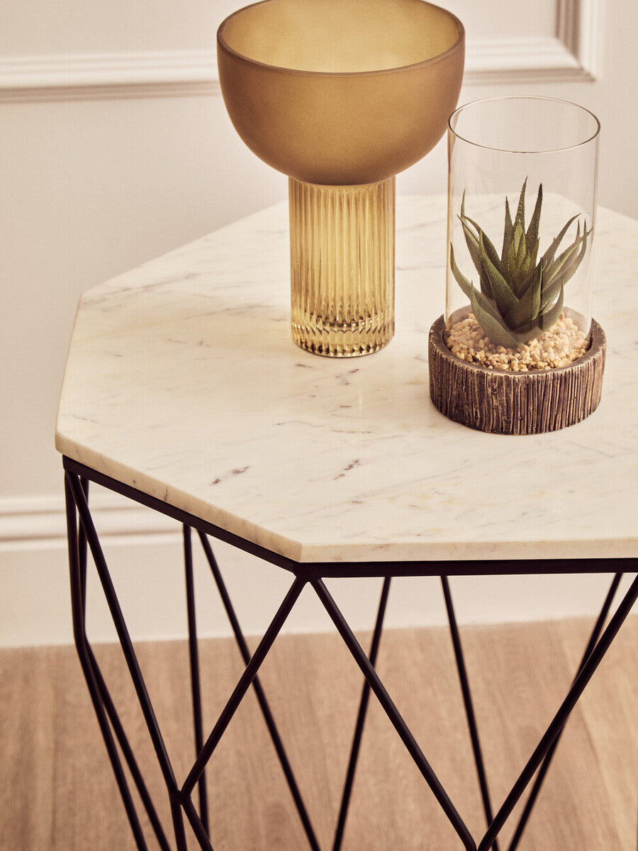 Shalimar Octagon Matte Black Side Table