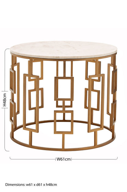 Shalimar White Marble Top Side Table With Gold Finish Base