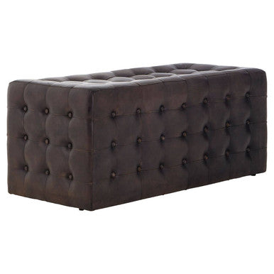 Buffalo Antique Brown Button Tufted Leather Ottoman