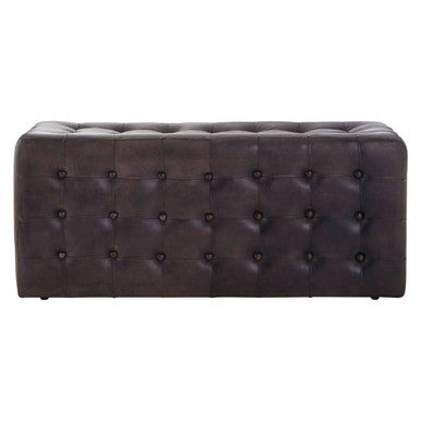 Buffalo Antique Brown Button Tufted Leather Ottoman
