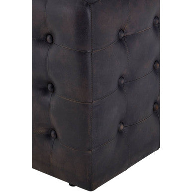 Buffalo Antique Brown Button Tufted Leather Ottoman