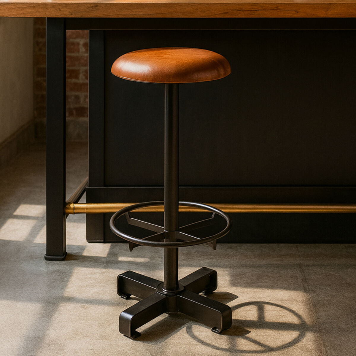 Buffalo Light Brown Leather Bar Stool