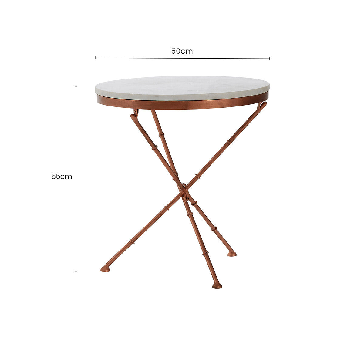White Marble Top Cross Leg Table with Metal Finish | Nirav