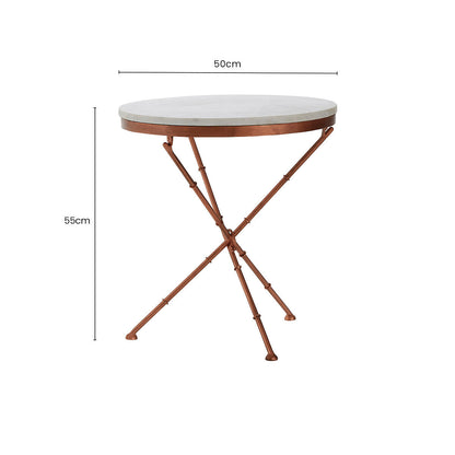 White Marble Top Cross Leg Table with Metal Finish | Nirav