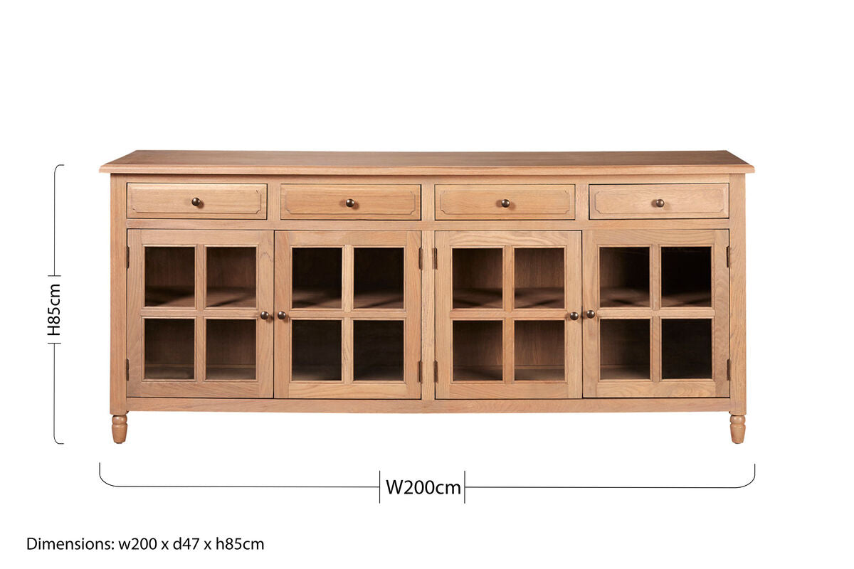 Lyon Oak Wood Sideboard in Washed Grey Finish