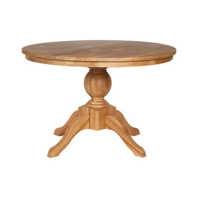 Brown Solid Natural Oak Wood Round Dining Table