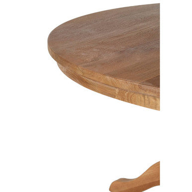 Brown Solid Natural Oak Wood Round Dining Table