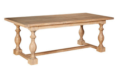 Brown American Oak Wood Whitewash Top Black Dining Table with Carved Legs, Lyon