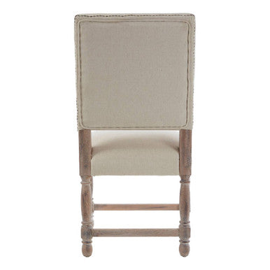 Linen Dining Chair with Oak Wood Whitewash Finish | Lyon