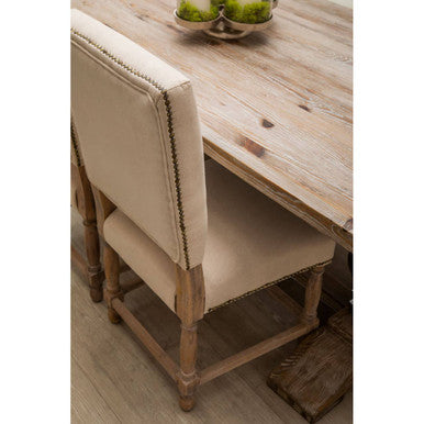 Linen Dining Chair with Oak Wood Whitewash Finish | Lyon