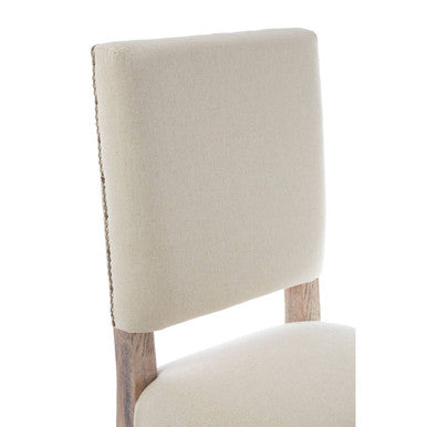 Linen Dining Chair with Oak Wood Whitewash Finish | Lyon