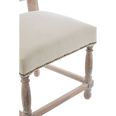 Linen Dining Chair with Oak Wood Whitewash Finish | Lyon