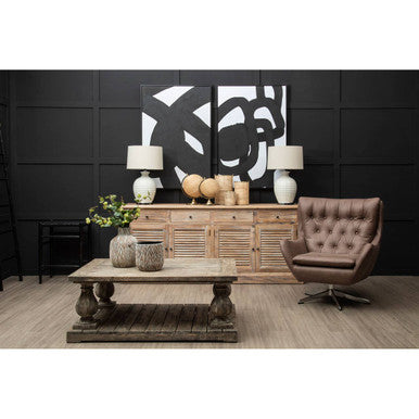 Lyon Oak Wood Sideboard with Whitewash Finish