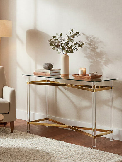Glass Top Console Table with Acrylic Legs | Clarence