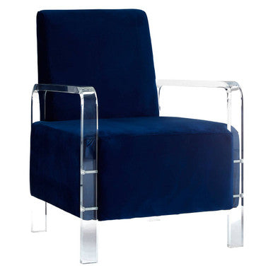 Clarence Navy Blue Velvet Armchair
