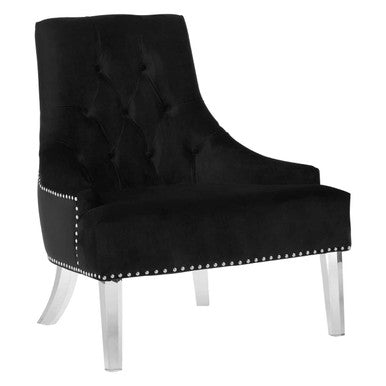 Clarence Button Tufted Black Velvet Chair