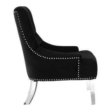 Clarence Button Tufted Black Velvet Chair