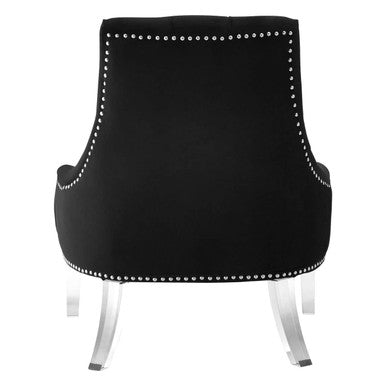 Clarence Button Tufted Black Velvet Chair