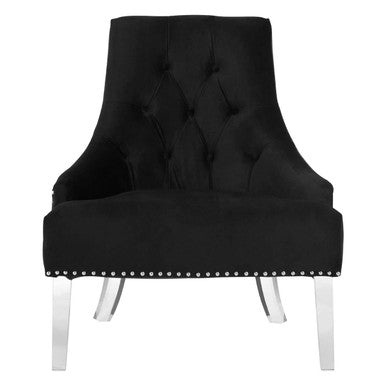Clarence Button Tufted Black Velvet Chair