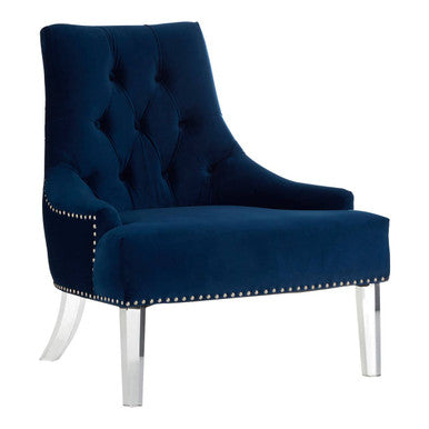 Clarence Button Tufted Navy Blue Velvet Chair