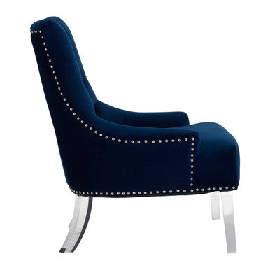 Clarence Button Tufted Navy Blue Velvet Chair