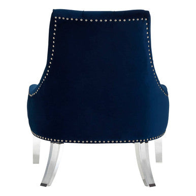 Clarence Button Tufted Navy Blue Velvet Chair