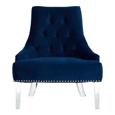 Clarence Button Tufted Navy Blue Velvet Chair