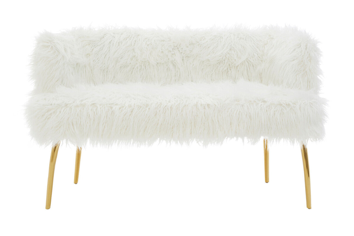 Clarence Fur Effect Sofa with Gold Legs