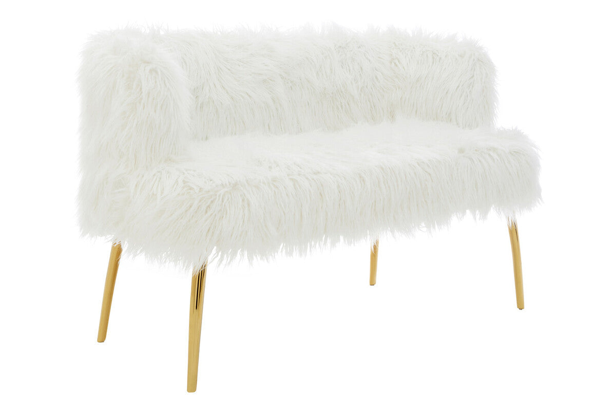 Clarence Fur Effect Sofa with Gold Legs