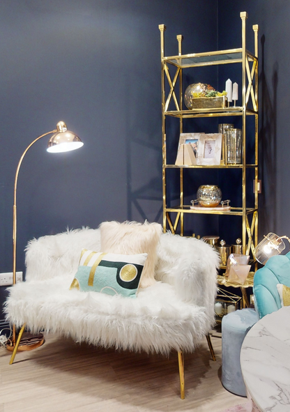 Clarence Fur Effect Sofa with Gold Legs