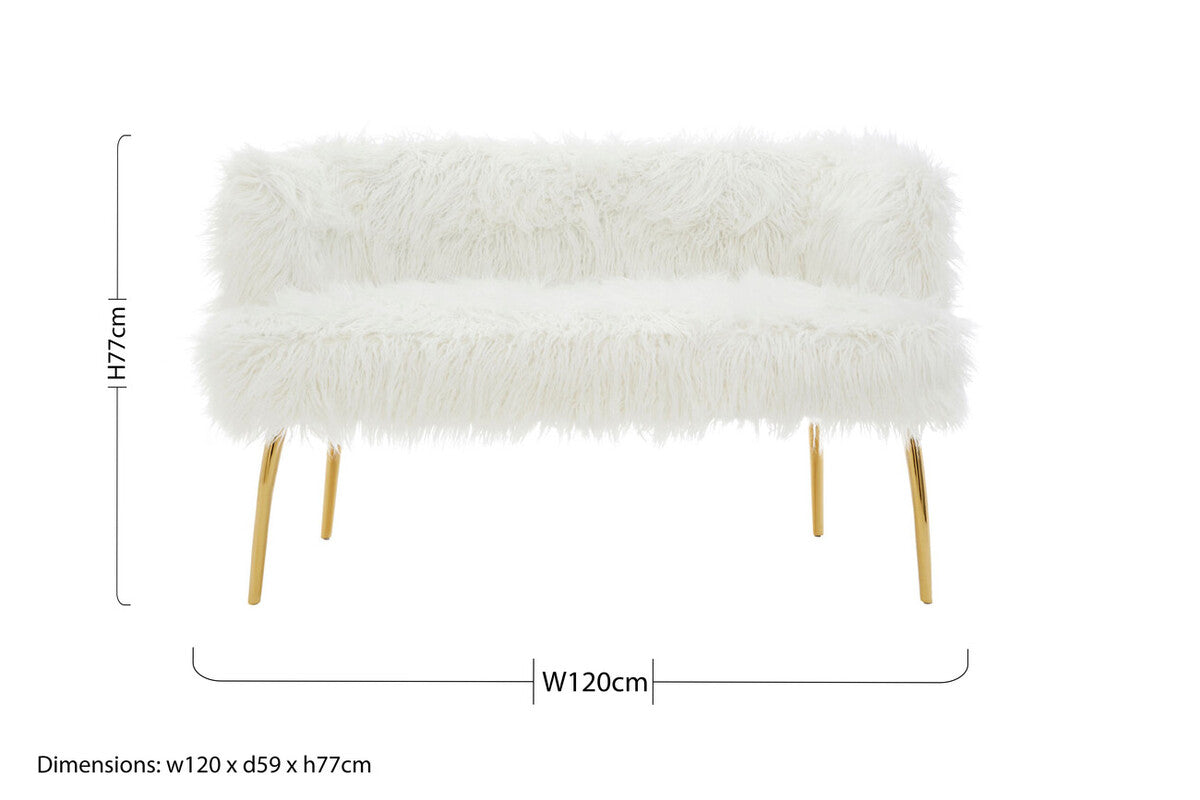 Clarence Fur Effect Sofa with Gold Legs