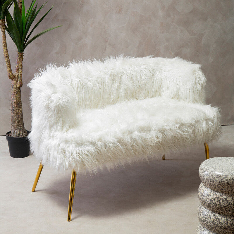 Clarence Fur Effect Sofa with Gold Legs