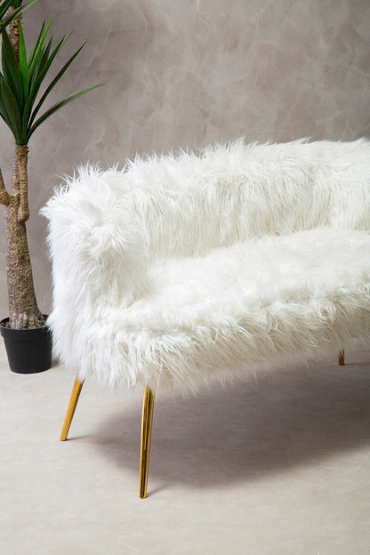 Clarence Fur Effect Sofa with Gold Legs