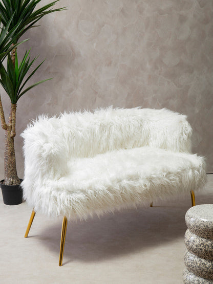 Clarence Fur Effect Sofa with Gold Legs