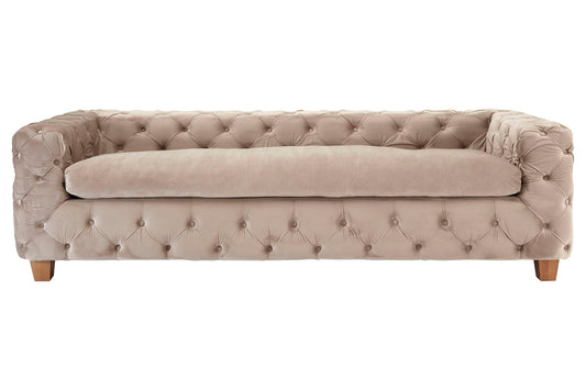 Ophelia 3 Seat Beige Velvet Sofa