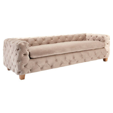 Ophelia 3 Seat Beige Velvet Sofa