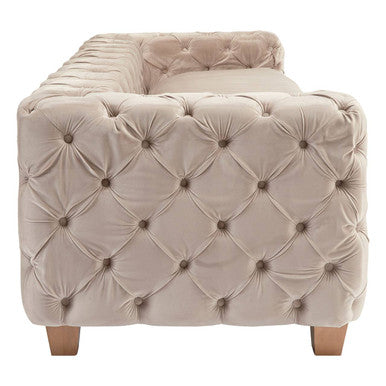 Ophelia 3 Seat Beige Velvet Sofa