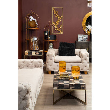 Ophelia 3 Seat Beige Velvet Sofa