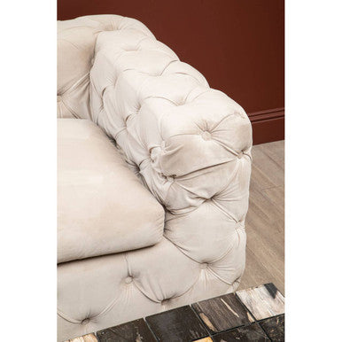 Ophelia 3 Seat Beige Velvet Sofa