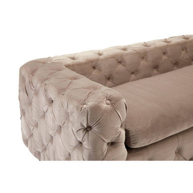 Ophelia 3 Seat Beige Velvet Sofa