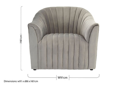 Opel Grey Velvet Armchair