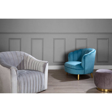 Opel Grey Velvet Armchair