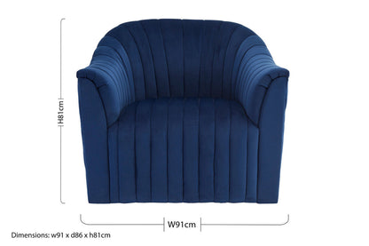 Opel Deep Blue Velvet Armchair