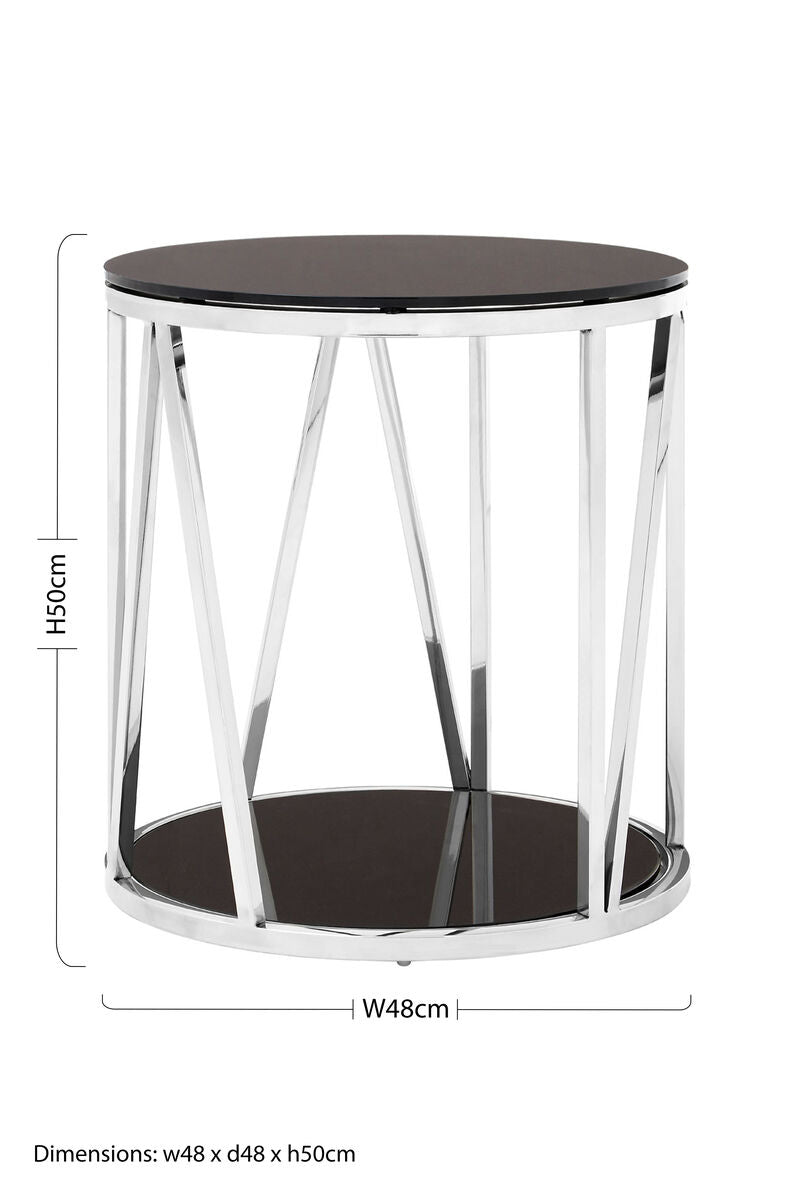 Alvaro Round Chrome Finish Side Table