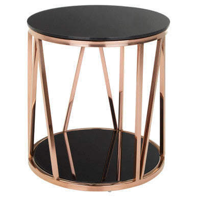 Alvaro Round Rose Gold Finish Side Table